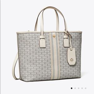 Tory Burch Gemini Link Small Canvas Zip Top Tote